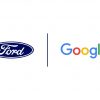 Ford Google partnership logo on white background