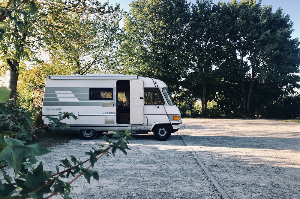 Motorhome on a German forest parking