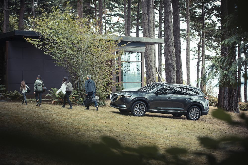 2021 Mazda CX-9 by a cabin in the woods