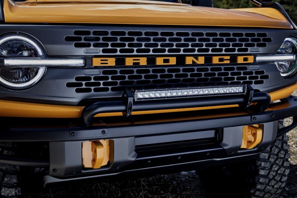 2021 Ford Bronco grille with Cyber Orange lettering