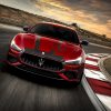 Red 2021 Maserati Ghibli Trofeo at the track