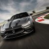 Red 2021 Maserati Ghibli Trofeo at the track for those who can't access the MC20 Master Course