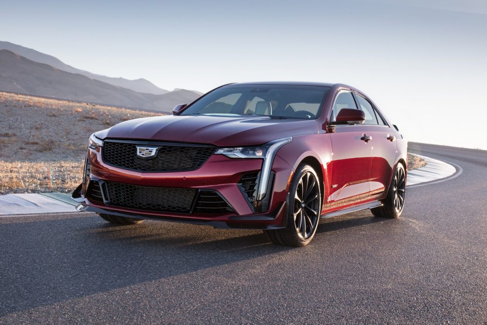 The 2022 Cadillac CT4-V Blackwing on a mountain road