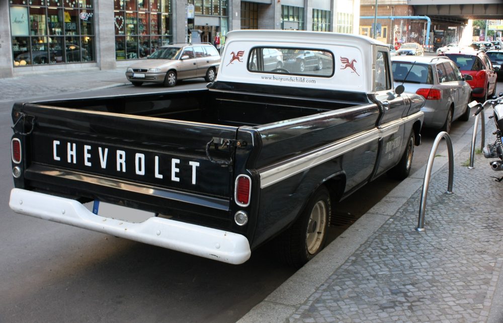 A white and black Chevrolet C-Series truck, not unlike the one you can see in  "True Detective" season three.