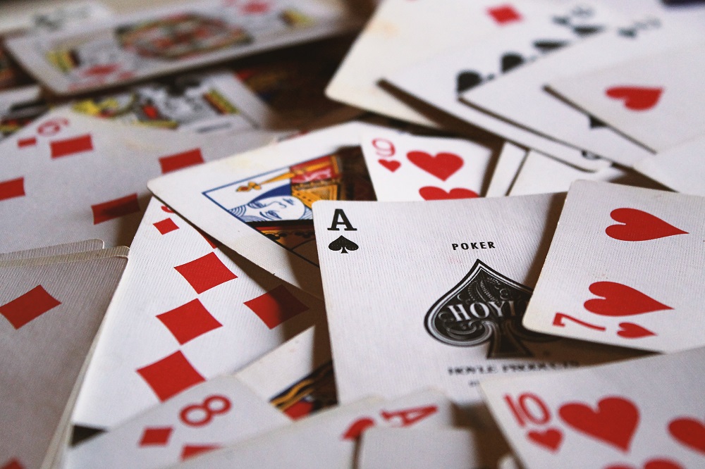 Closeup of playing cards, which make up most of the best family games to play in a motorhome