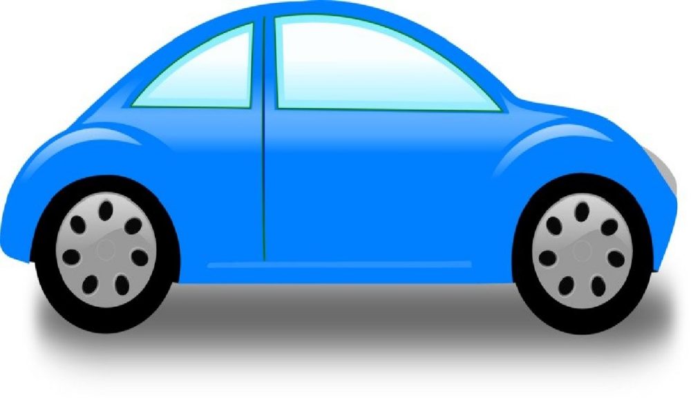 A little blue cartoon car