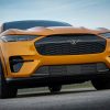 2021 Ford Mustang Mach-E GT in Cyber Orange grille closeup