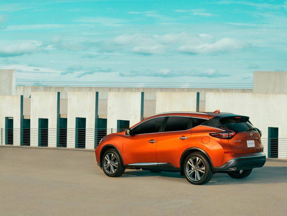 2021 Nissan Murano next to a concrete building