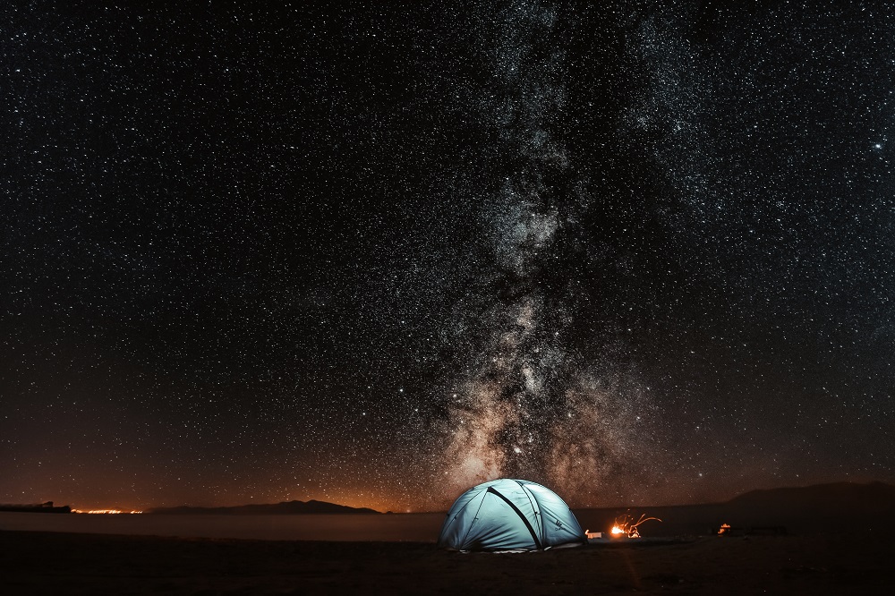 Camping tent under the stars