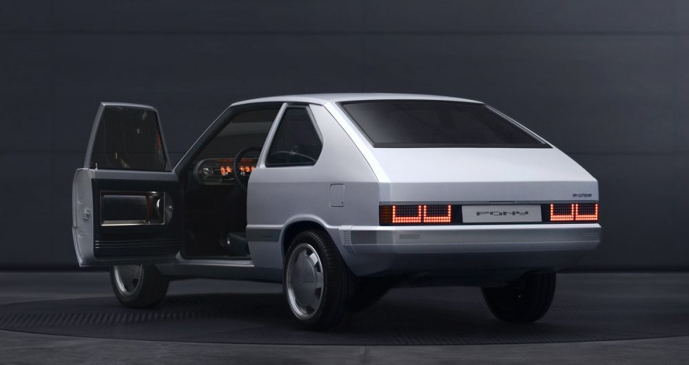 Rear side view of Hyundai Heritage Series Pony concept