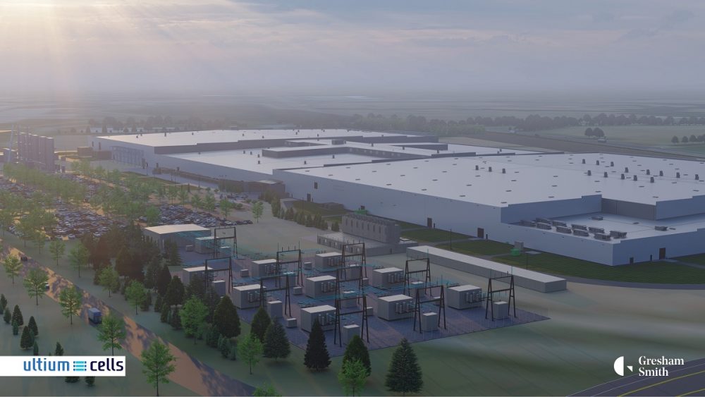 Conceptual rendering with aerial view of Ultium plant in Spring Hill, Tennessee