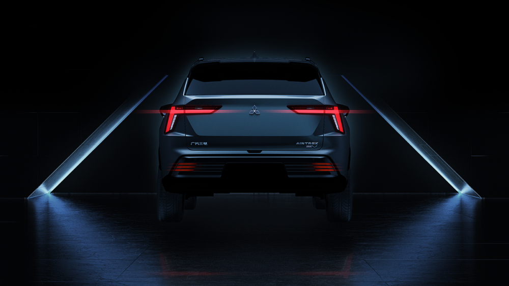 A teaser showing the rear of the Mitsubishi Airtrek electric SUV