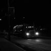 A scary truck driving at night