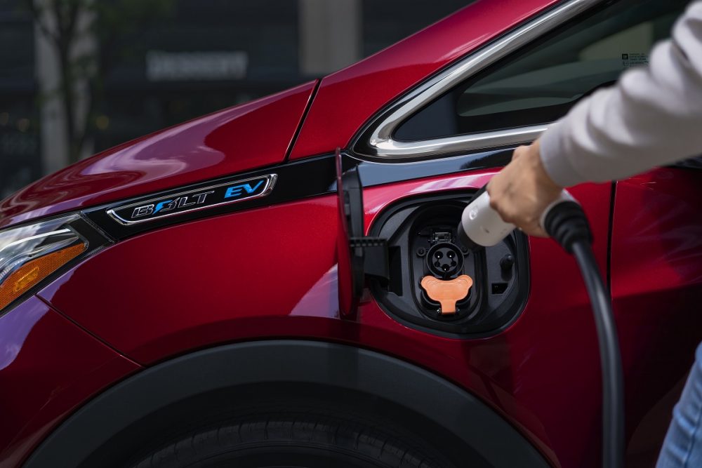 Close-up of 2021 Chevrolet Bolt EV charging port