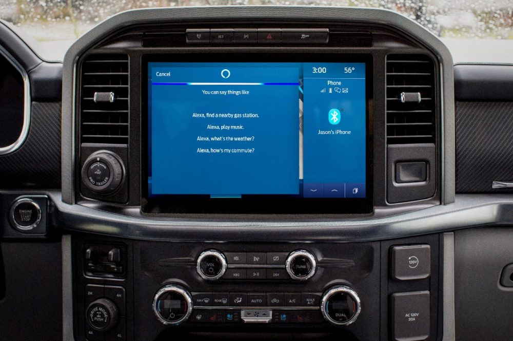 The 2021 Ford F-150's touch screen with Amazon Alexa built-in functionality