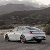 Rear side view of parked 2021 Hyundai Sonata N Line