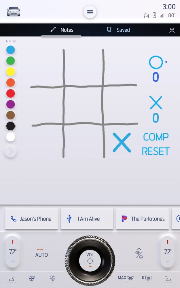 2021 Ford Mustang Mach-E's Sketch app used to play tic-tac-toe