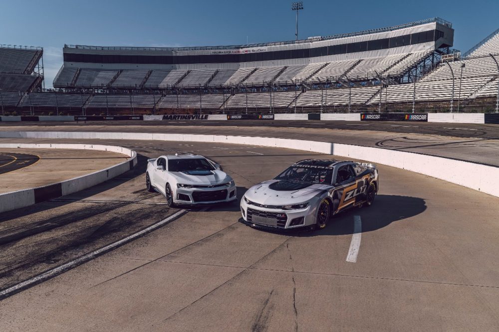 next-gen 2022 Chevrolet Camaro ZL1 NASCAR race car with a production Camaro ZL1