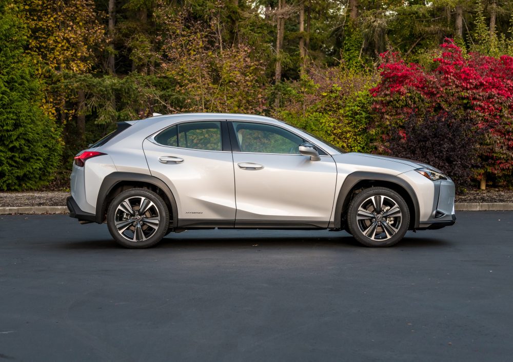 Side view of silver 2021 Lexus UX