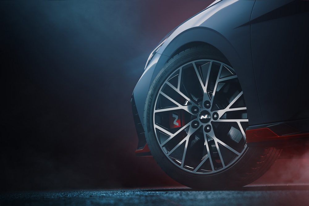 Close-up of Hyundai Elantra N wheel design