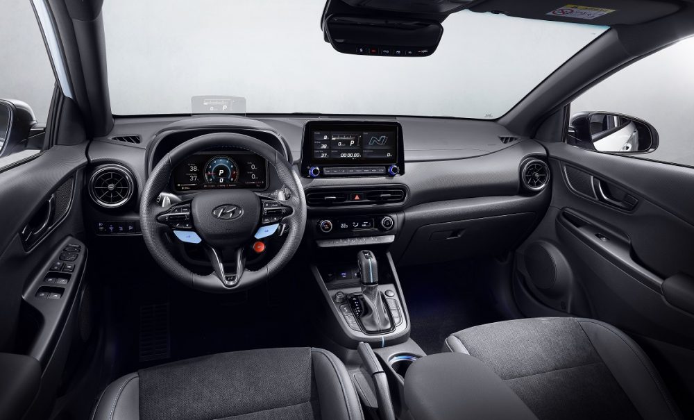 2022 Hyundai Kona N front seats, dashboard, and steering wheel