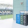 Philadelphia Union soccer team stadium with recycling bins in open area