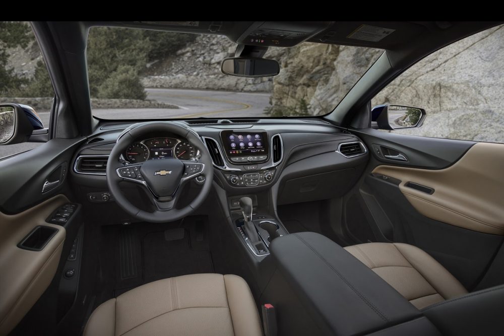 2022 Chevrolet Equinox Premier front seats, dash, touch screen, and steering wheel