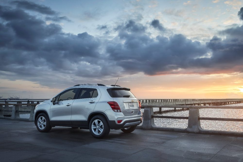 2022 Chevrolet Trax on a bridge at sunrise