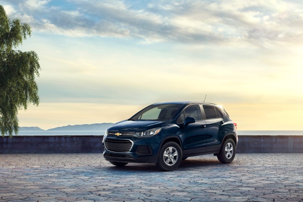 2022 Chevrolet Trax in front of a lake and mountains
