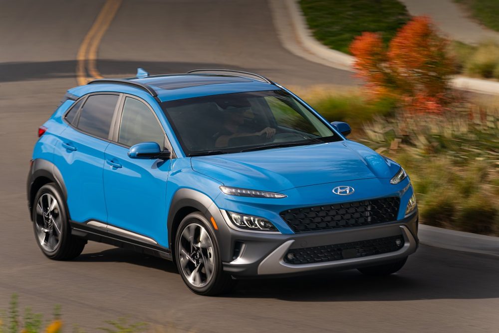 2022 Hyundai Kona Limited driving around corner