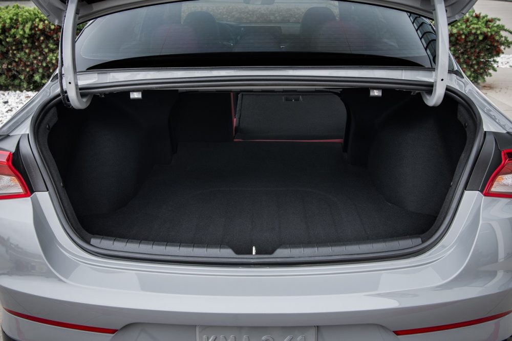 Open view of the 2022 Kia K5 GT-Line trunk