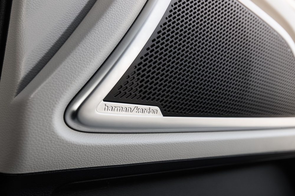 Close up photo of harman/kardon speaker inside the 2022 Kia Telluride