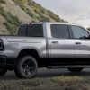 The rear of the 2022 Ram 1500 BackCountry Edition in front of a hill