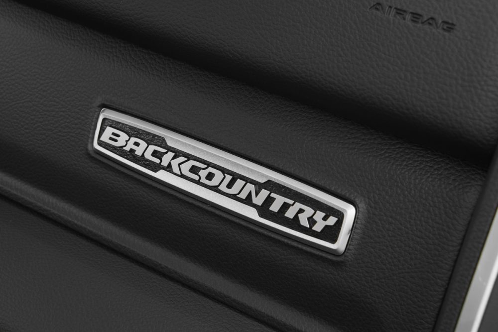 The 2022 Ram 1500 BackCountry Edition dashboard badge