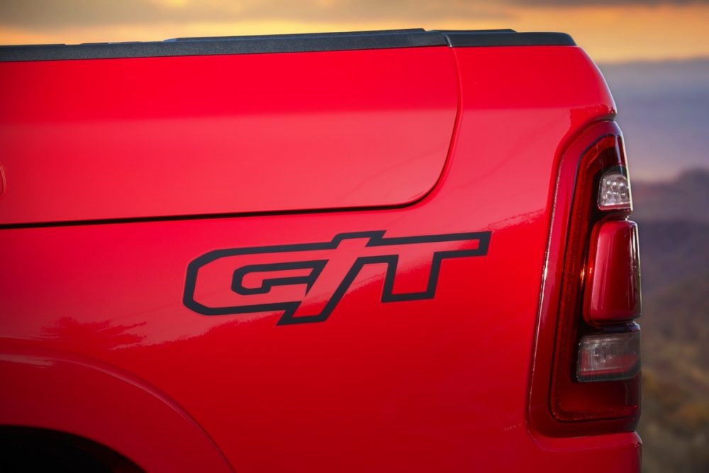 The 2022 Ram 1500 Laramie G/T decal by a taillight