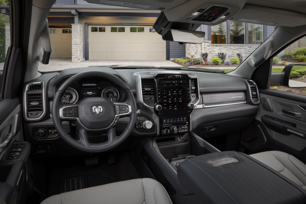 The dashboard and infotainment system of the 2022 Ram 1500 Limited 10th Anniversary Edition