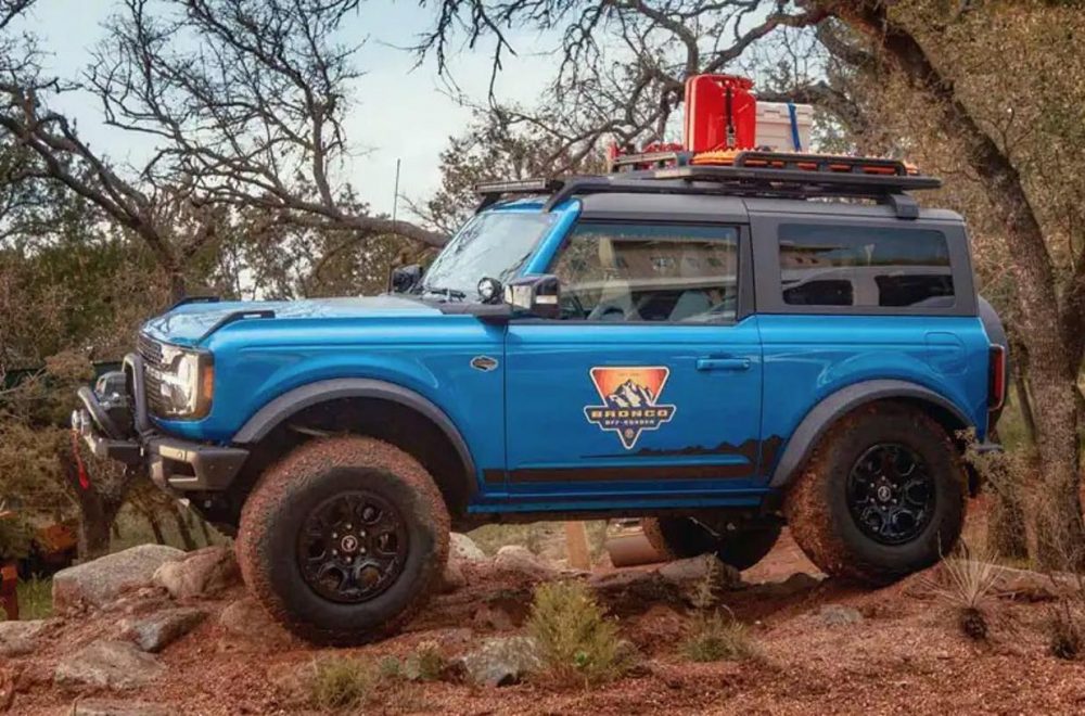 A 2021 Ford Bronco two-door with a Bronco Off-Roadeo livery