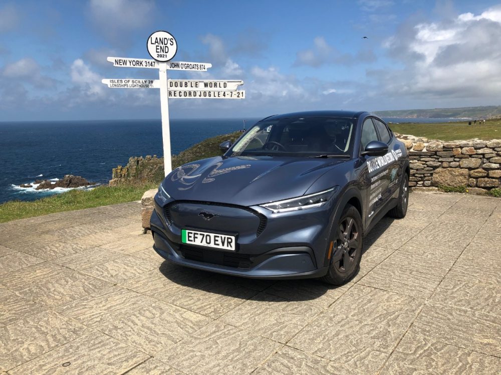 Guinness World Record-winning Mustang Mach-E at Land's End in England