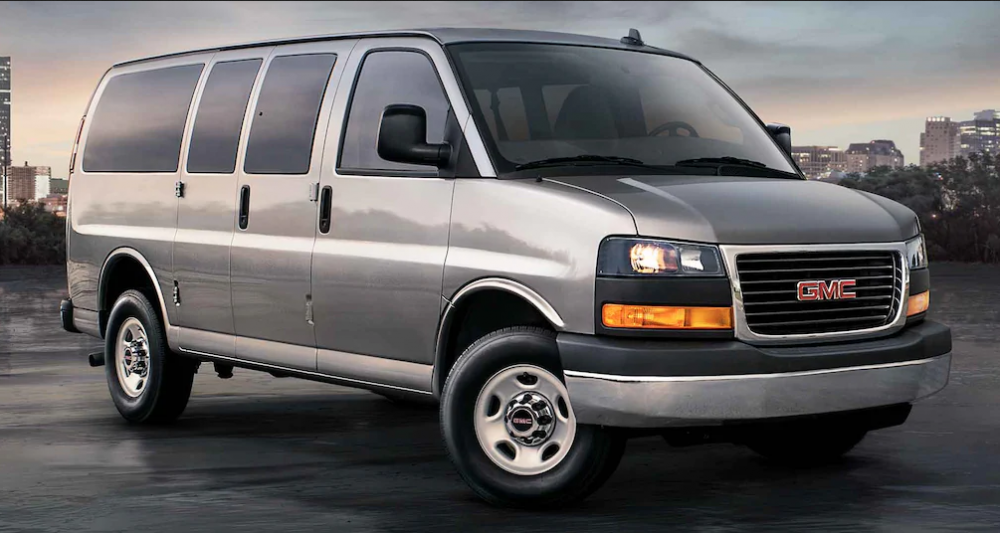 Silver 2021 GMC Savana Passenger Van