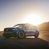 The 2021 Volkswagen Atlas Cross Sport GT concept parked at sunset in front of a mountain