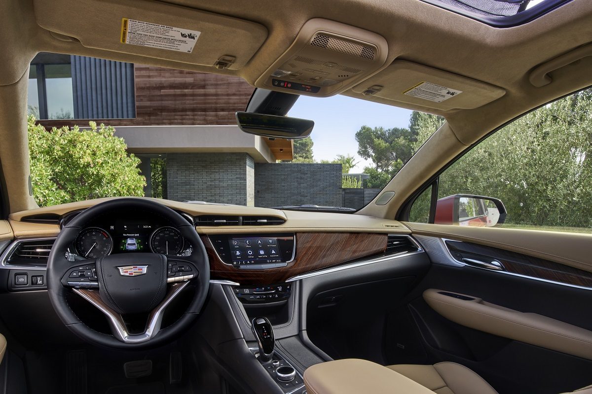 Interior view of the front seat area in the 2022 Cadillac XT6