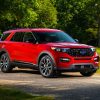 2022 Ford Explorer ST-Line sitting in front of a treeline