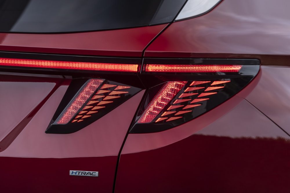 Close-up of 2022 Hyundai Tucson LED taillight signature
