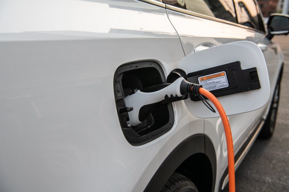 Close up view of the 2022 Kia Sorento PHEV's exterior charge port