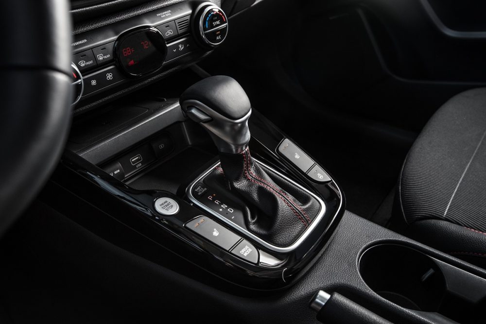 Close up of 2022 Kia Soul center console and gear shifter
