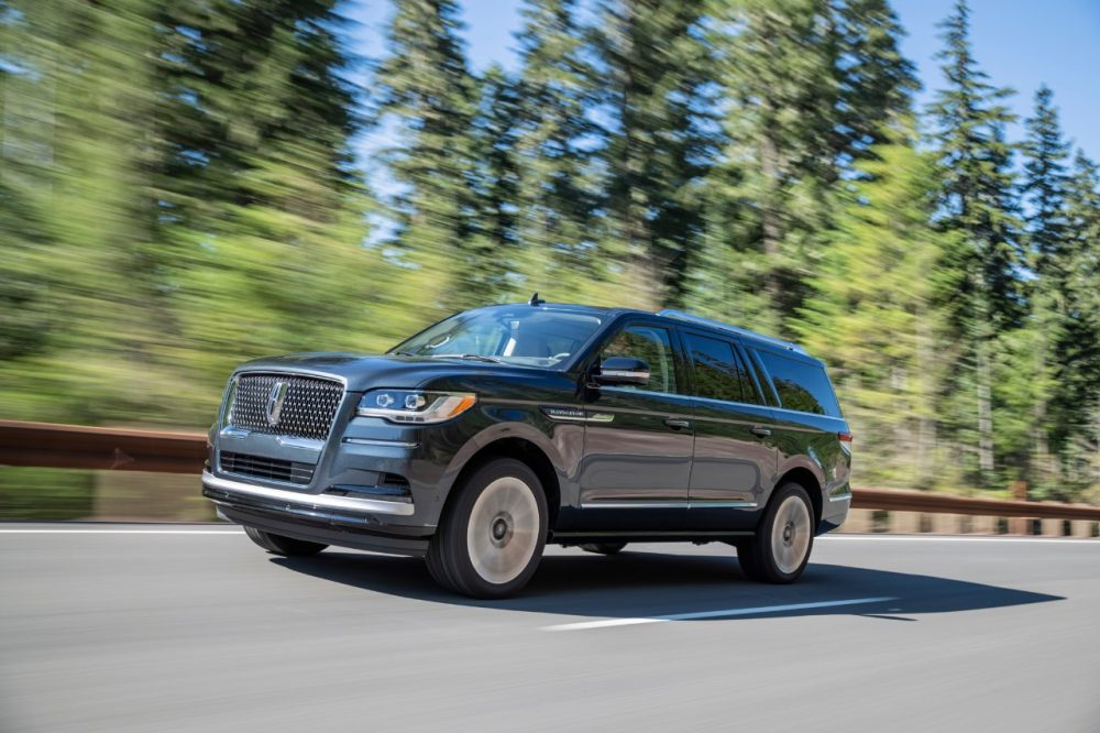 2022 Lincoln Navigator action shot against trees