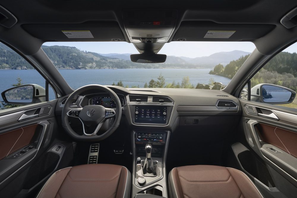 Interior view of the front seat area in the 2022 Volkswagen Tiguan