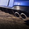 Close up of the dual exhaust system on the 2022 Volkswagen Golf R