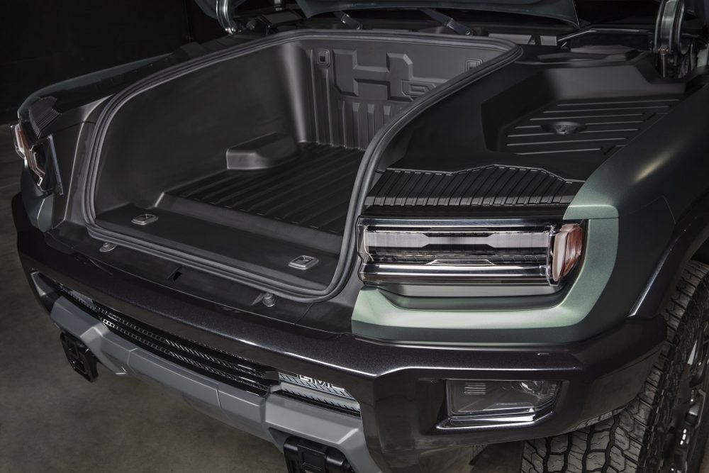 Close up of the power eTrunk on the 2024 GMC Hummer EV SUV