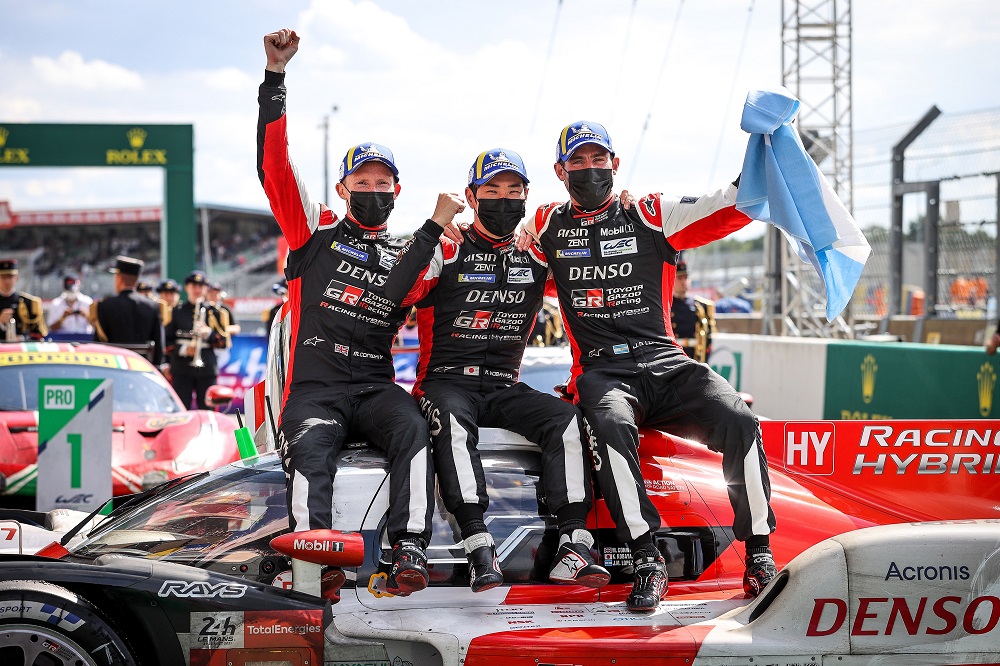 No. 7 Toyota Drivers Celebrate 2021 Le Mans